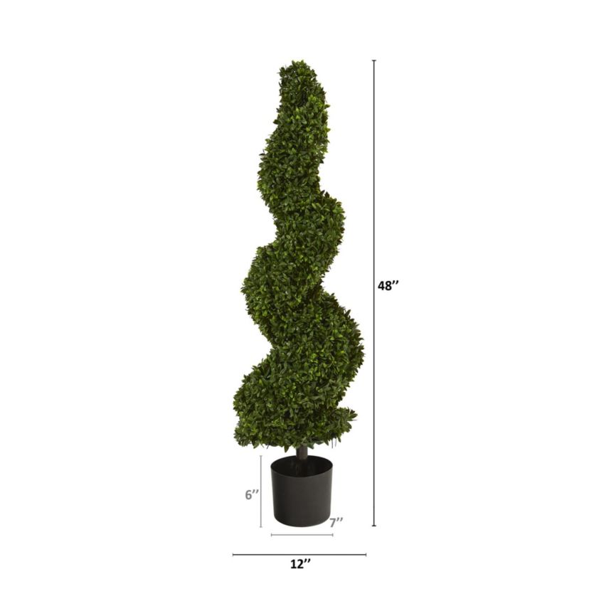 4-Foot Spiral Hazel Leaf Artificial Topiary Tree UV Resistant (Indoor/Outdoor)