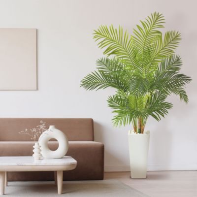 68-Inch Hawaii Palm Artificial Tree in Tall White Planter