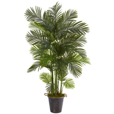 75-Inch Areca Palm Artificial Tree in Decorative Metal Pail with Rope