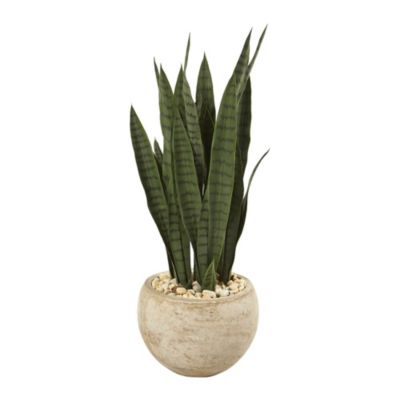 32-Inch Sansevieria Artificial Plant in Sand Colored Planter