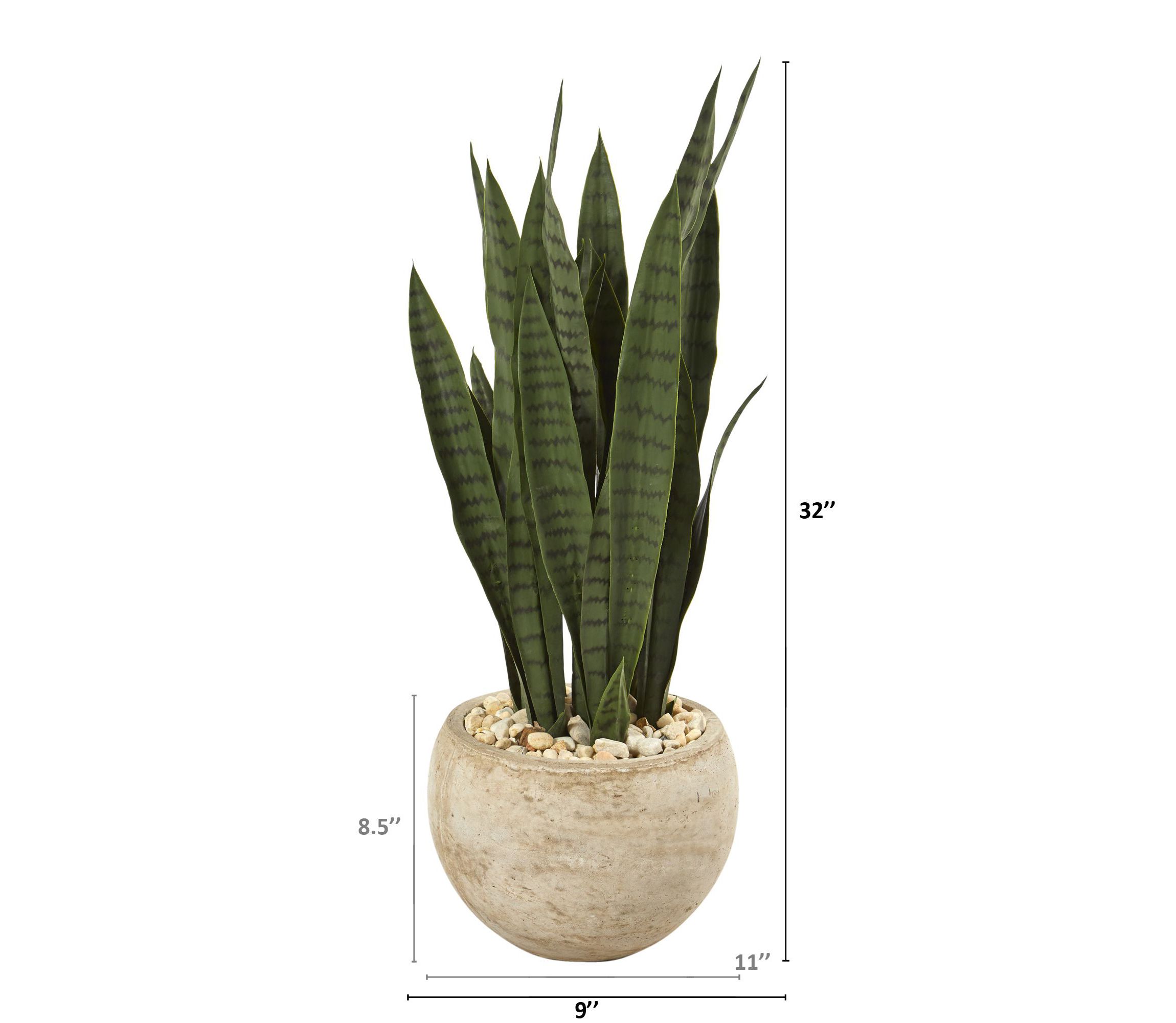 32-Inch Sansevieria Artificial Plant in Sand Colored Planter