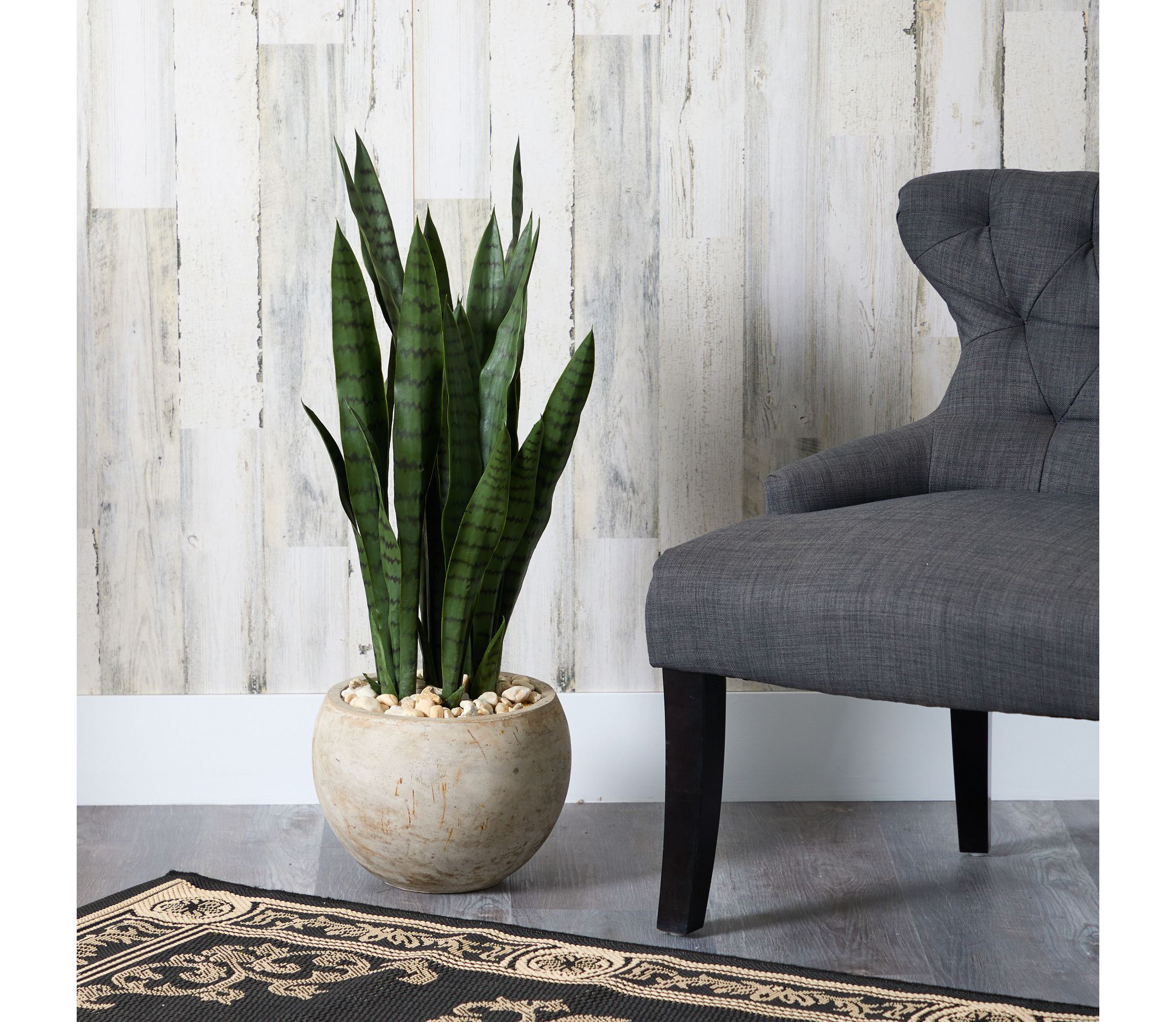 32-Inch Sansevieria Artificial Plant in Sand Colored Planter