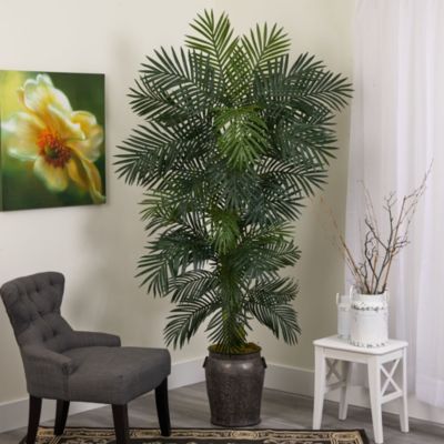6.5-Foot Golden Cane Artificial Palm Tree in Metal Planter