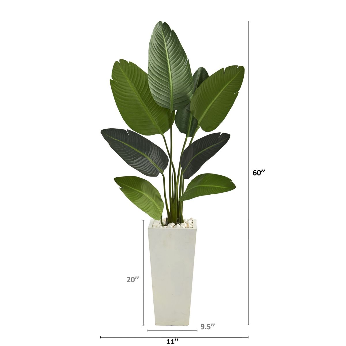 5-Foot Travelers Palm Artificial Tree in Tall White Planter