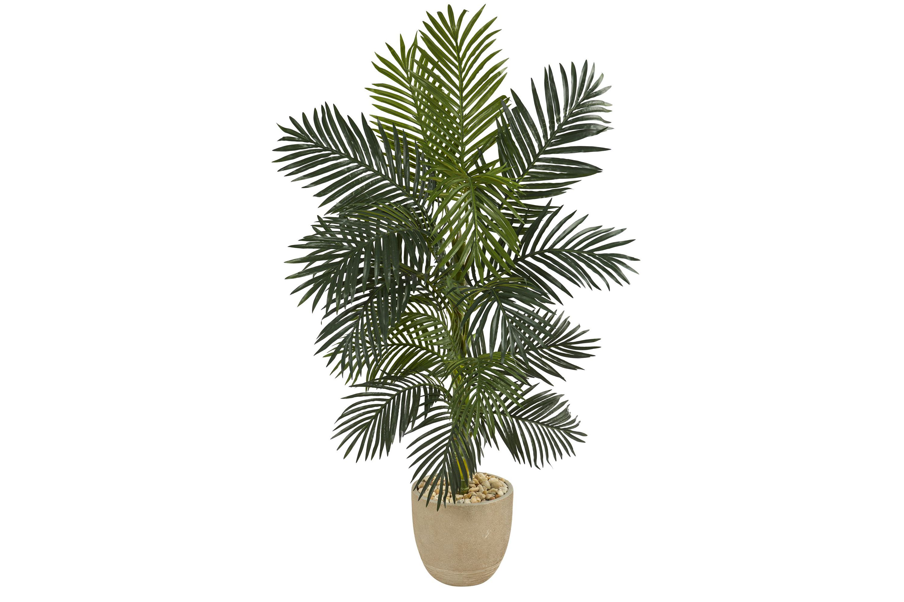 5-Foot Golden Cane Artificial Palm Tree in Sandstone Planter