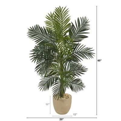 5-Foot Golden Cane Artificial Palm Tree in Sandstone Planter