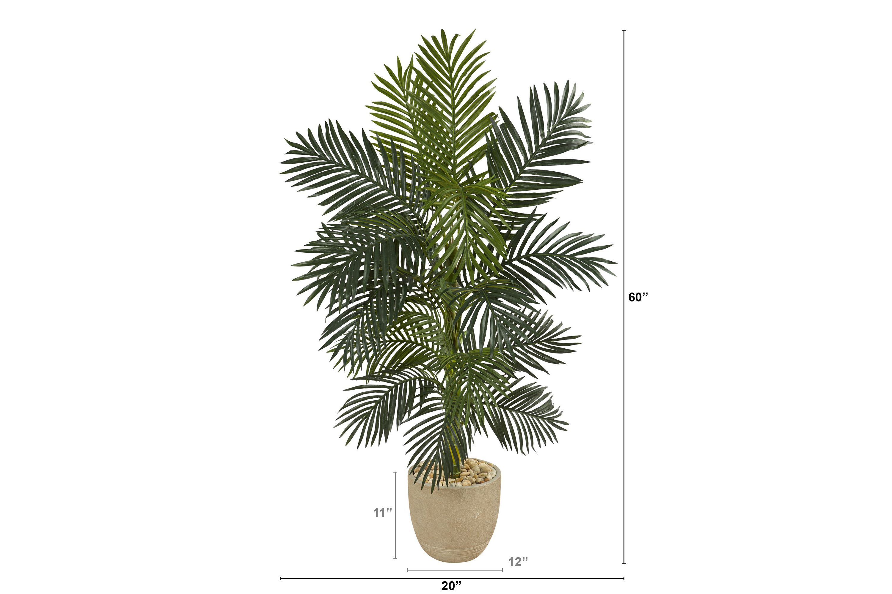 5-Foot Golden Cane Artificial Palm Tree in Sandstone Planter