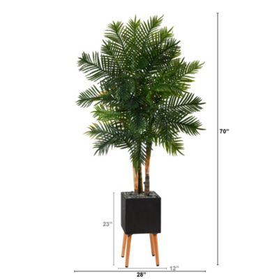 70-Inch Areca Palm Artificial Tree in Black Planter with Stand