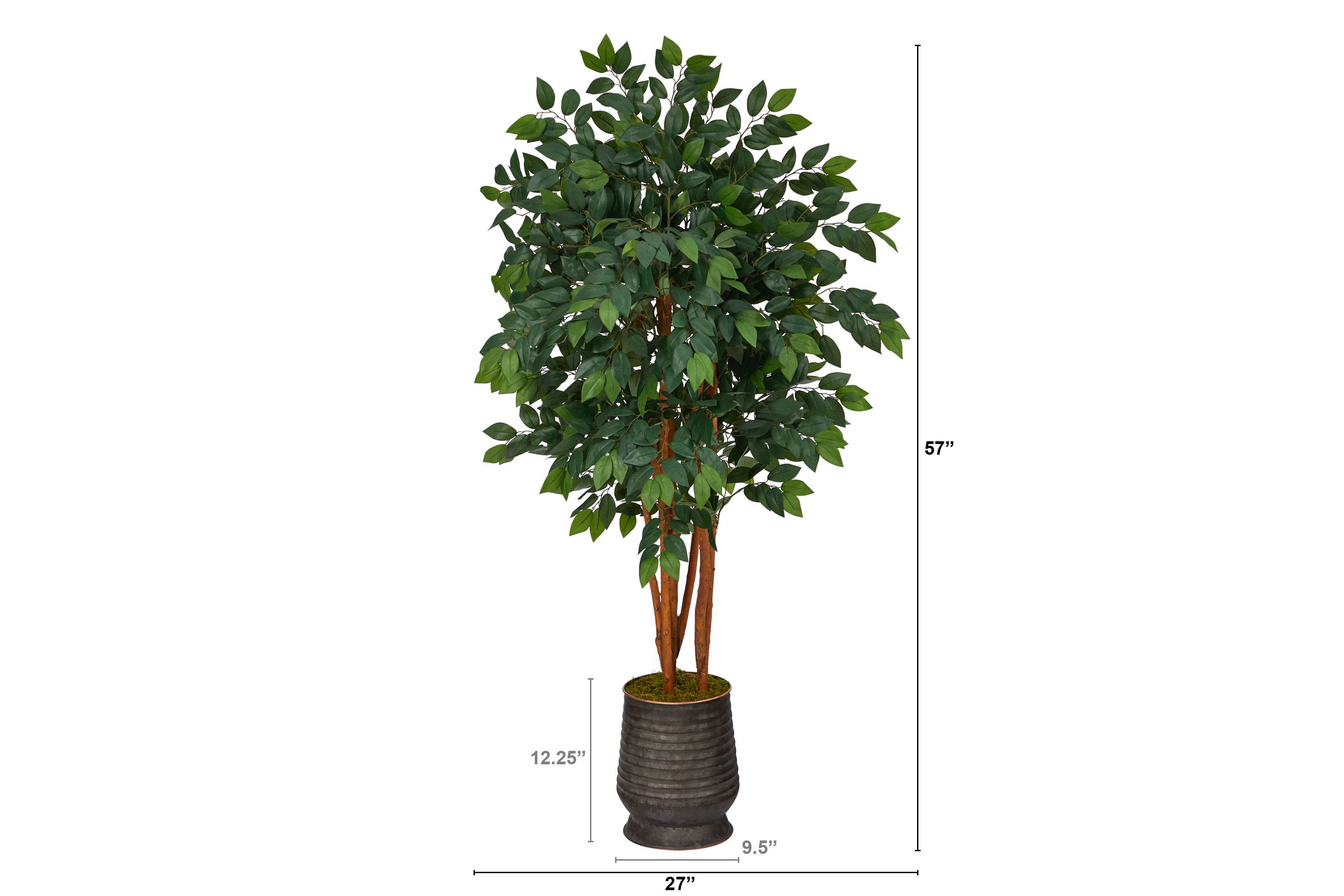 57-Inch Sakaki Artificial Tree in Ribbed Metal Planter