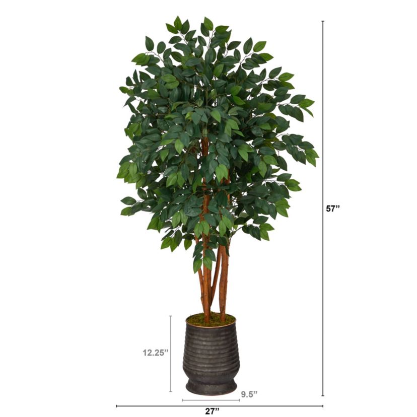 57-Inch Sakaki Artificial Tree in Ribbed Metal Planter