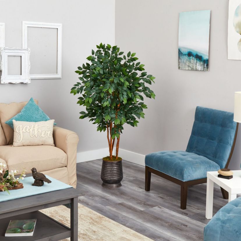 57-Inch Sakaki Artificial Tree in Ribbed Metal Planter