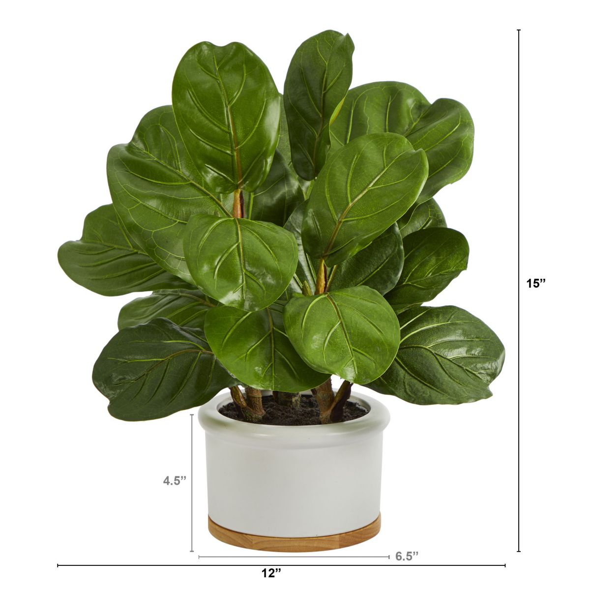15-Inch Fiddle Leaf Artificial Tree in White Planter