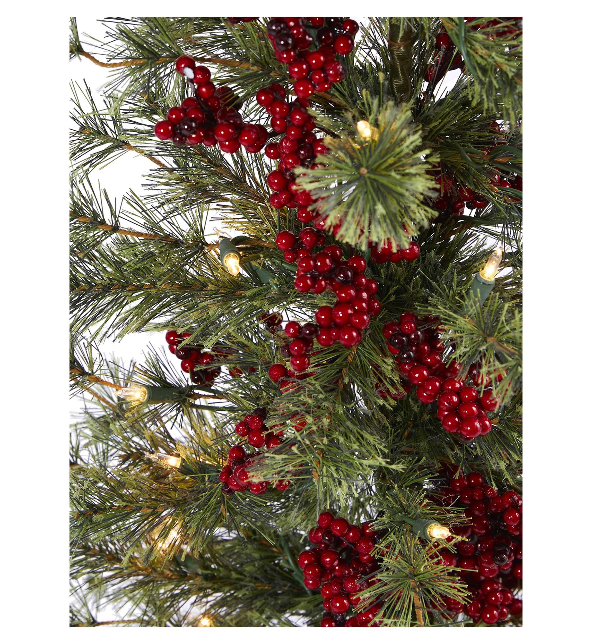 4 Foot Berry and Pine Artificial Christmas Tree with 100 Warm White Lights and Burlap Wrapped Base