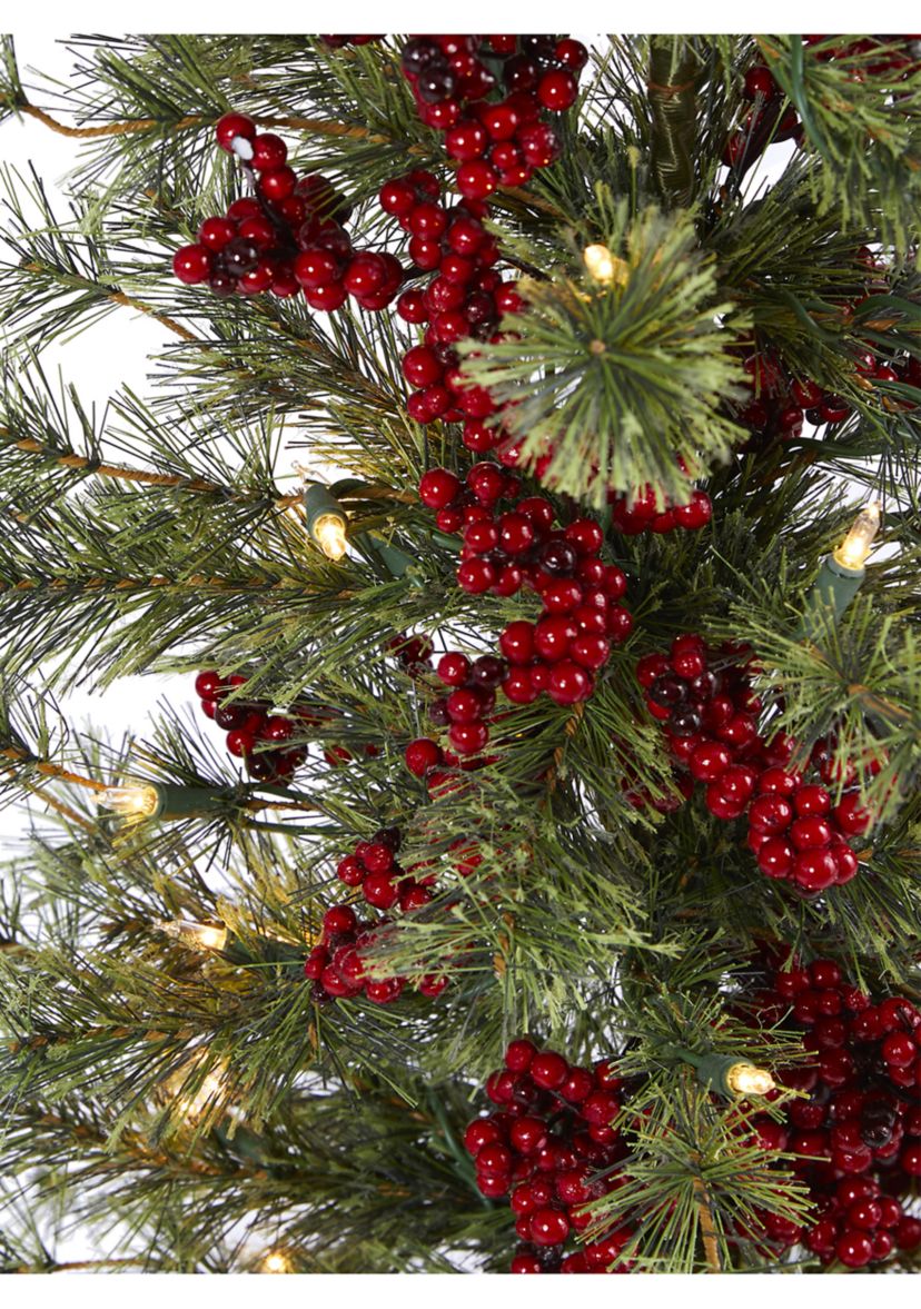 4 Foot Berry and Pine Artificial Christmas Tree with 100 Warm White Lights and Burlap Wrapped Base