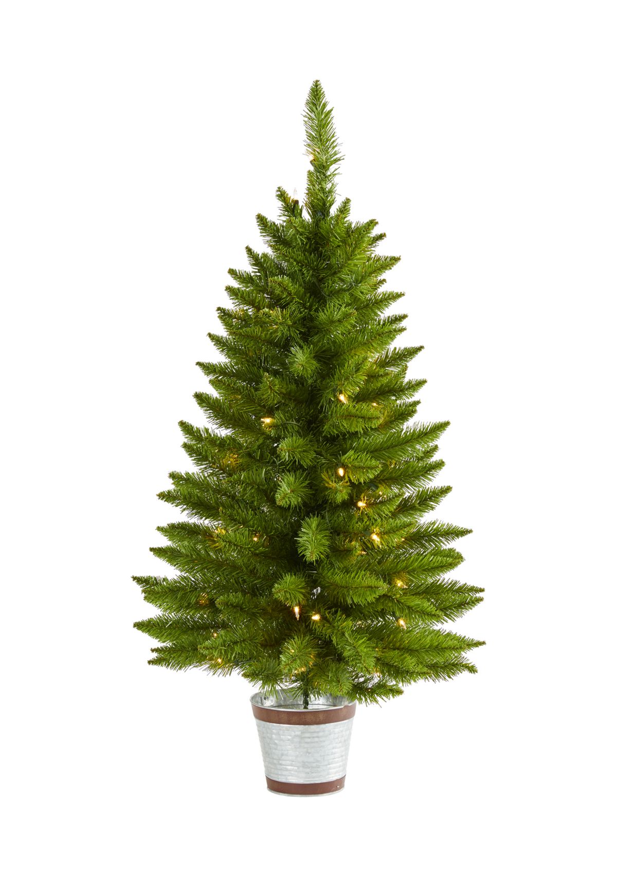 3 Foot Providence Pine Artificial Christmas Tree in Metal Planter with 50 Warm White Lights and 114 Bendable Branches