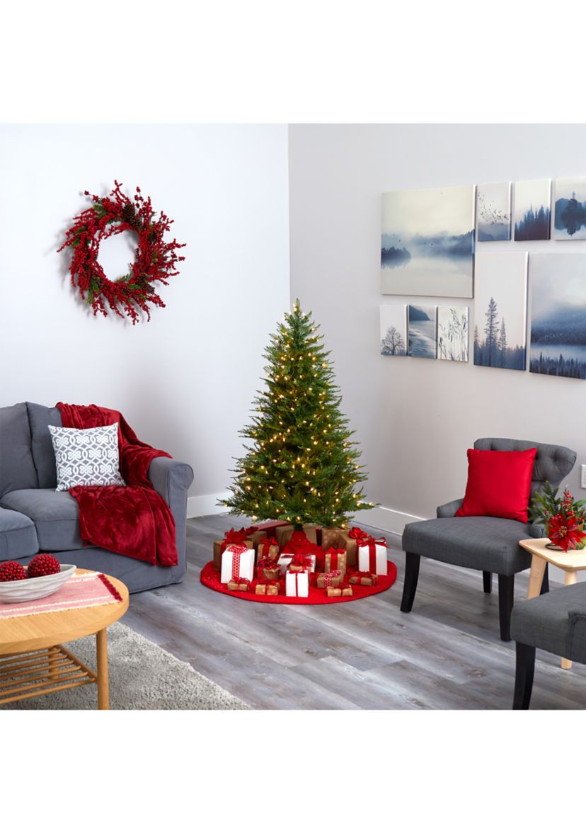 5 Foot Wisconsin Fir Artificial Christmas Tree with 250 Warm White LED Lights and 578 Bendable Branches