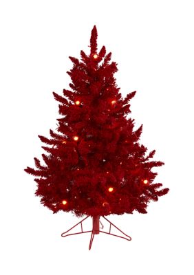 Flocked Fraser Fir Christmas Tree with Globe Bulbs and Bendable Branches