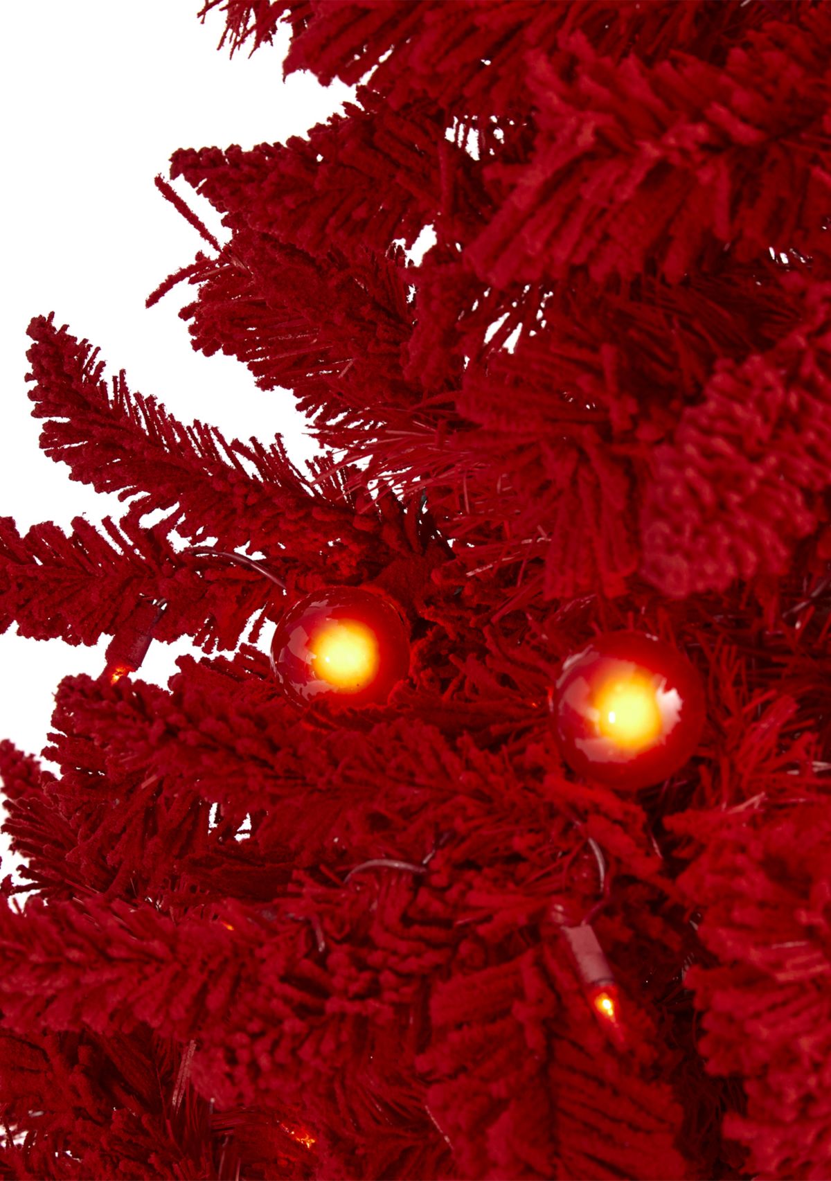 Flocked Fraser Fir Christmas Tree with Globe Bulbs and Bendable Branches