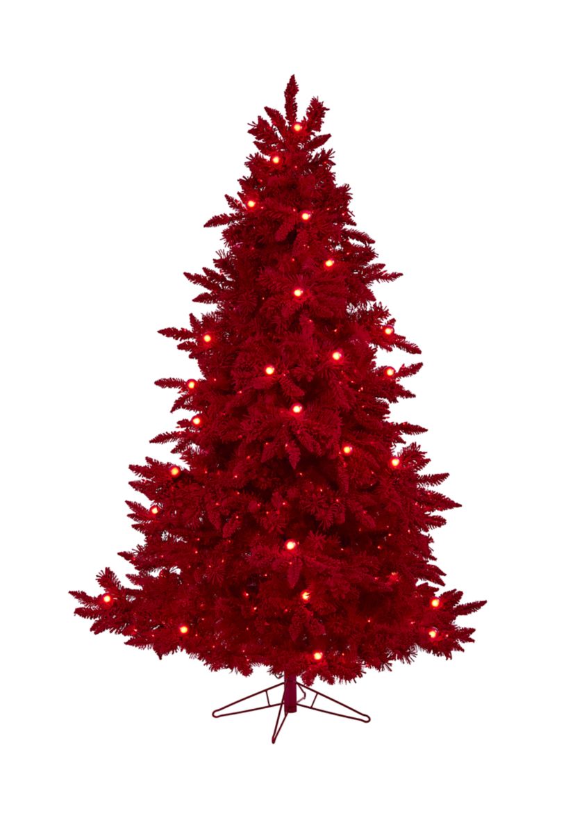 Flocked Fraser Fir Christmas Tree with Lights Globe Bulbs and Bendable Branches