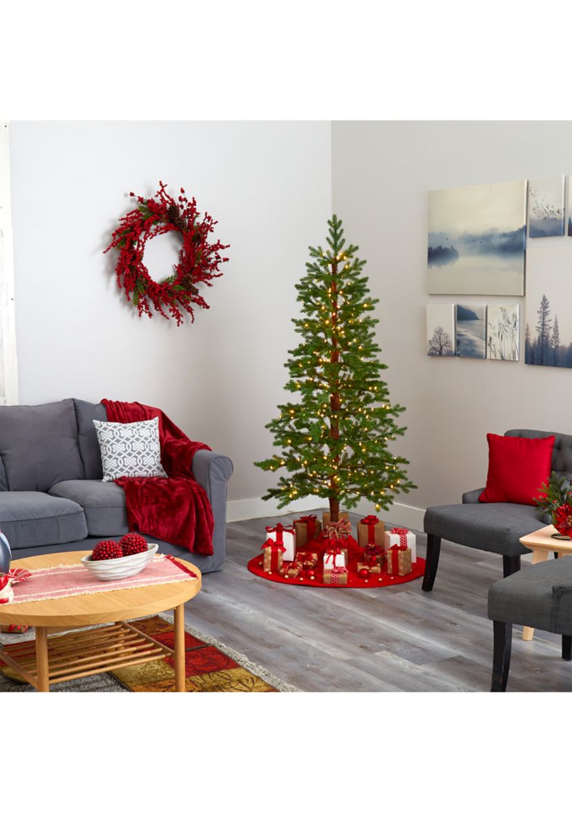 6.5 Foot Fairbanks Fir Artificial Christmas Tree with 250 Clear Warm (Multifunction) LED Lights and 208 Bendable Branches