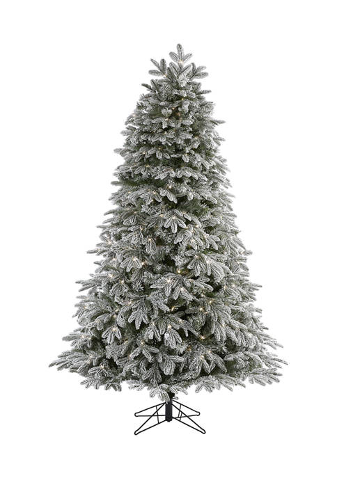 7 Foot Flocked Colorado Mountain Fir Artificial Christmas Tree with 700 Warm White Microdot (Multifunction) LED Lights with Instant Connect Technology and 1455 Bendable Branches