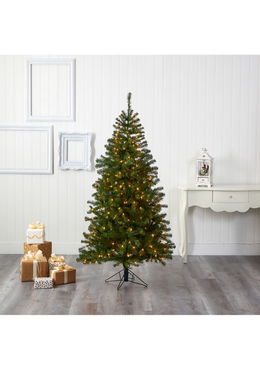 6 Foot Springfield Artificial Christmas Tree with 300 Warm Clear Lights and 596 Tips