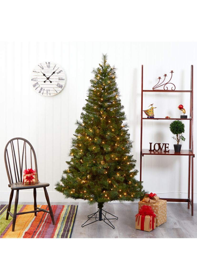 6 Foot Mount Hood Spruce Artificial Christmas Tree with 300 Warm White Lights and 673 Bendable Branches