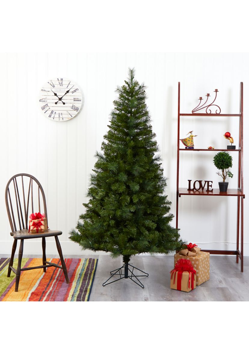 6 Foot Mount Hood Spruce Artificial Christmas Tree with 300 Warm White Lights and 673 Bendable Branches