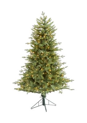 Nearly Natural 5 Foot New Hampshire Spruce Artificial Christmas Tree with 300 Warm White Lights and 618 Bendable Branches, Green
