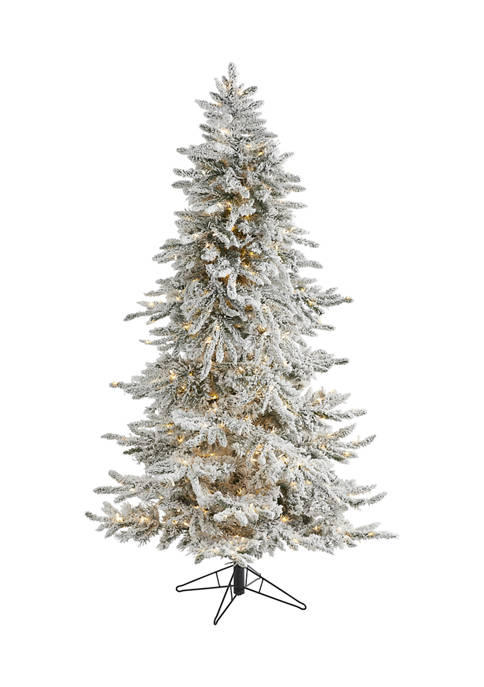 6.5 Foot Flocked Grand Northern Rocky Fir Artificial Christmas Tree with 1150 Warm Micro (Multifunction with Remote Control) LED Lights, Instant Connect Technology and 820 Bendable Branches