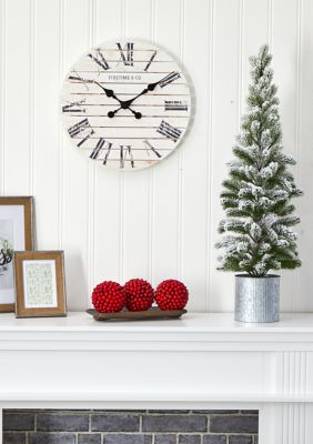 Nearly Natural 3 Foot Flocked Christmas Pine Tree, Green