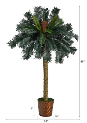 5-Foot Sago Palm Artificial Tree in Basket