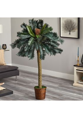 5-Foot Sago Palm Artificial Tree in Basket