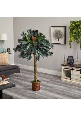 5-Foot Sago Palm Artificial Tree in Basket