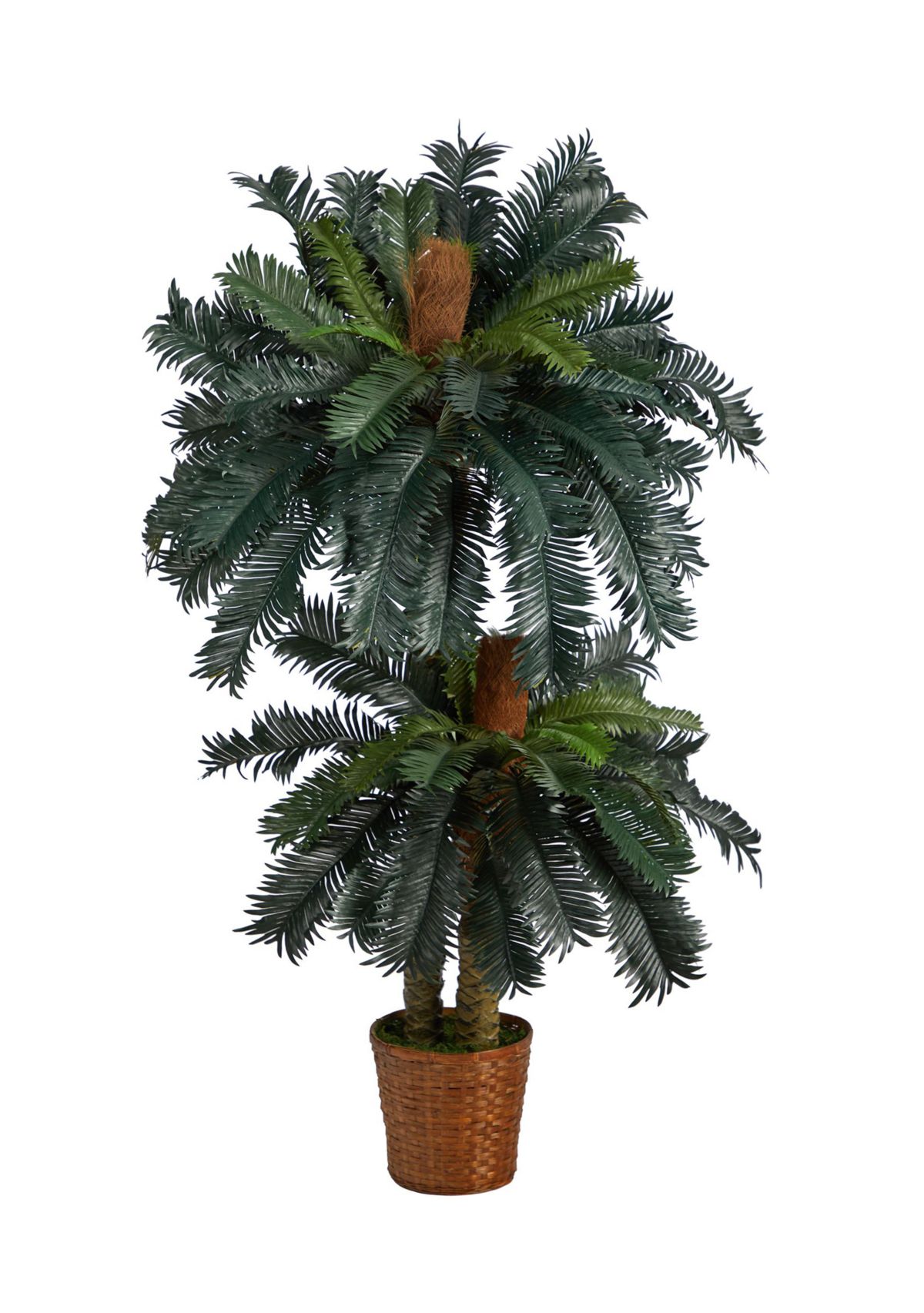 5-Foot and 3-Foot Double Sago Palm Artificial Tree with Basket