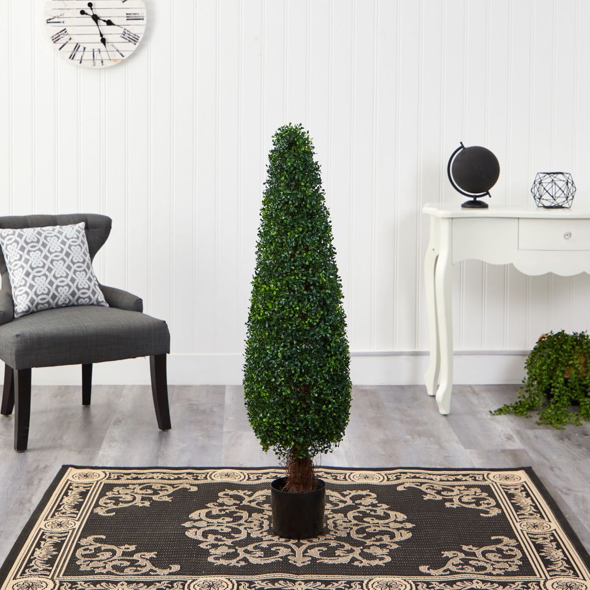 4-Foot Boxwood Topiary Artificial Tree UV Resistant (Indoor/Outdoor)