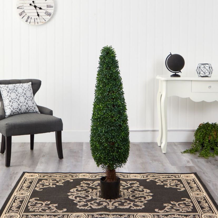 4-Foot Boxwood Topiary Artificial Tree UV Resistant (Indoor/Outdoor)
