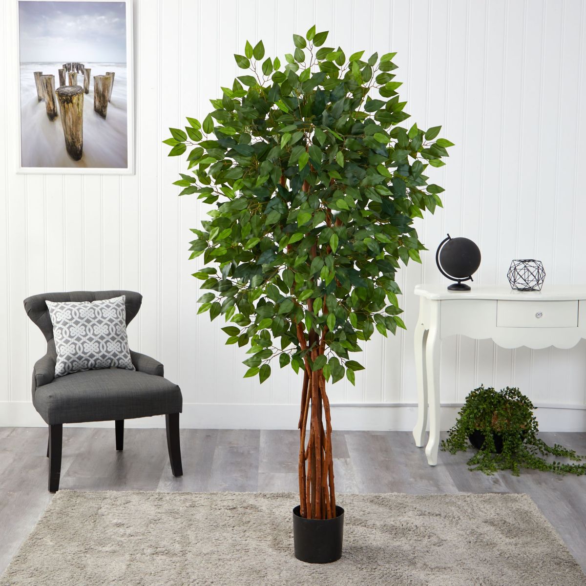 5.5-Foot Super Deluxe Natural Trunk Ficus Artificial Tree with Natural Trunk