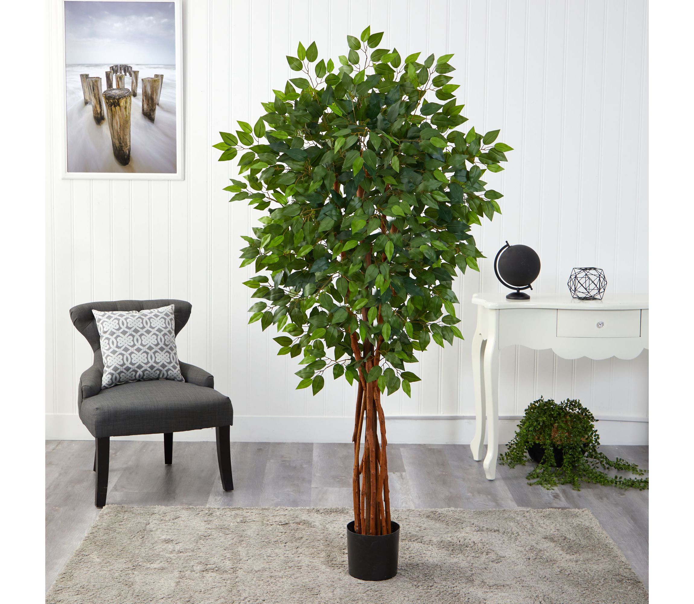 5.5-Foot Super Deluxe Natural Trunk Ficus Artificial Tree with Natural Trunk