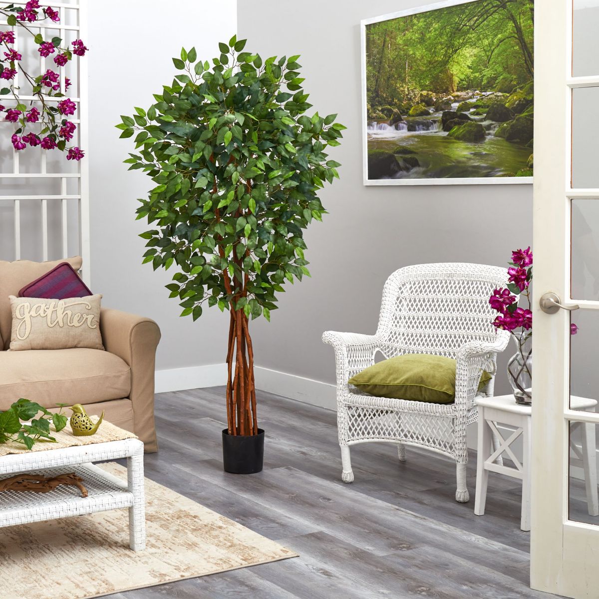 5.5-Foot Super Deluxe Natural Trunk Ficus Artificial Tree with Natural Trunk