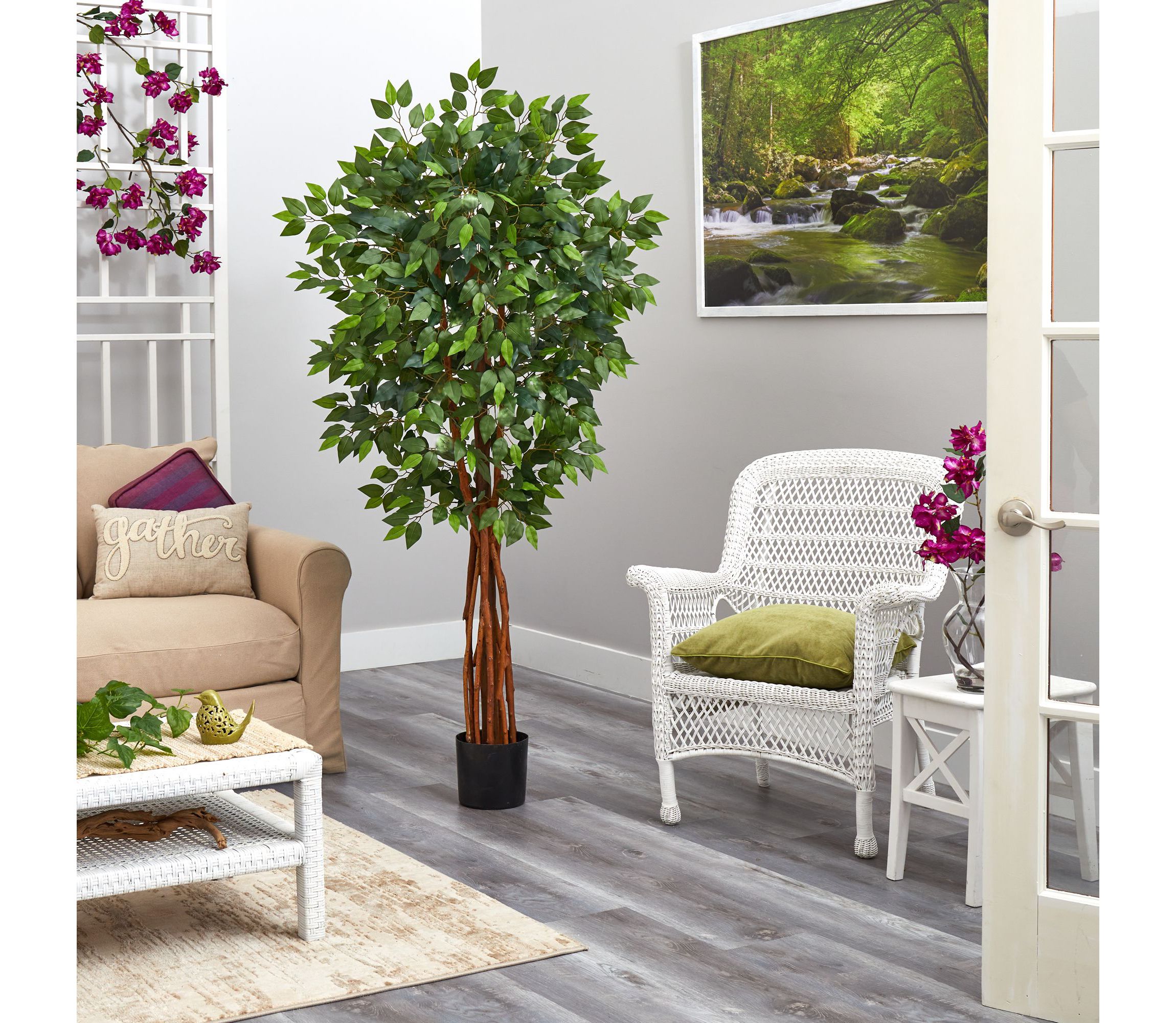 5.5-Foot Super Deluxe Natural Trunk Ficus Artificial Tree with Natural Trunk