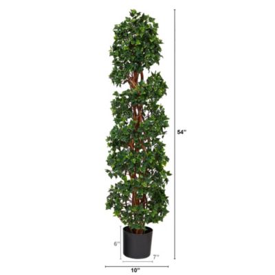 4.5-Foot English Ivy Spiral Topiary Artificial Tree with Natural Trunk UV Resistant (Indoor/Outdoor)