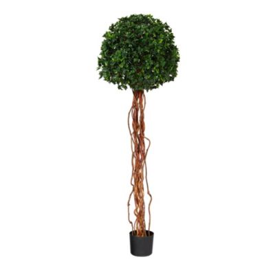 5.5-Foot English Ivy Single Ball Artificial Topiary Tree with Natural Trunk UV Resistant (Indoor/Outdoor)