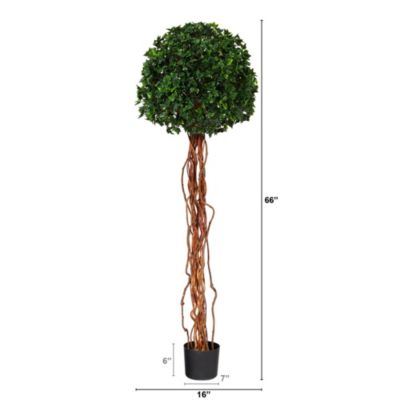 5.5-Foot English Ivy Single Ball Artificial Topiary Tree with Natural Trunk UV Resistant (Indoor/Outdoor)