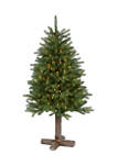 5 Foot Napa Valley Pine Artificial Christmas Tree with 200 Warm White LED Lights, 335 Bendable Branches on a Faux Wood Stand