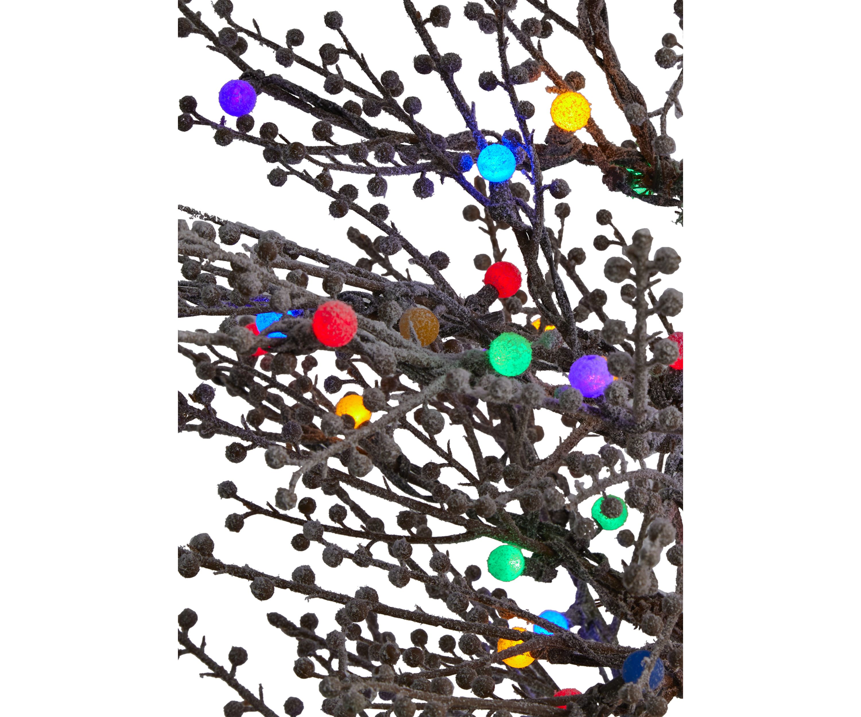 5 Foot Frosted Berry Twig Christmas Tree with Multicolored Gum Ball LED Lights