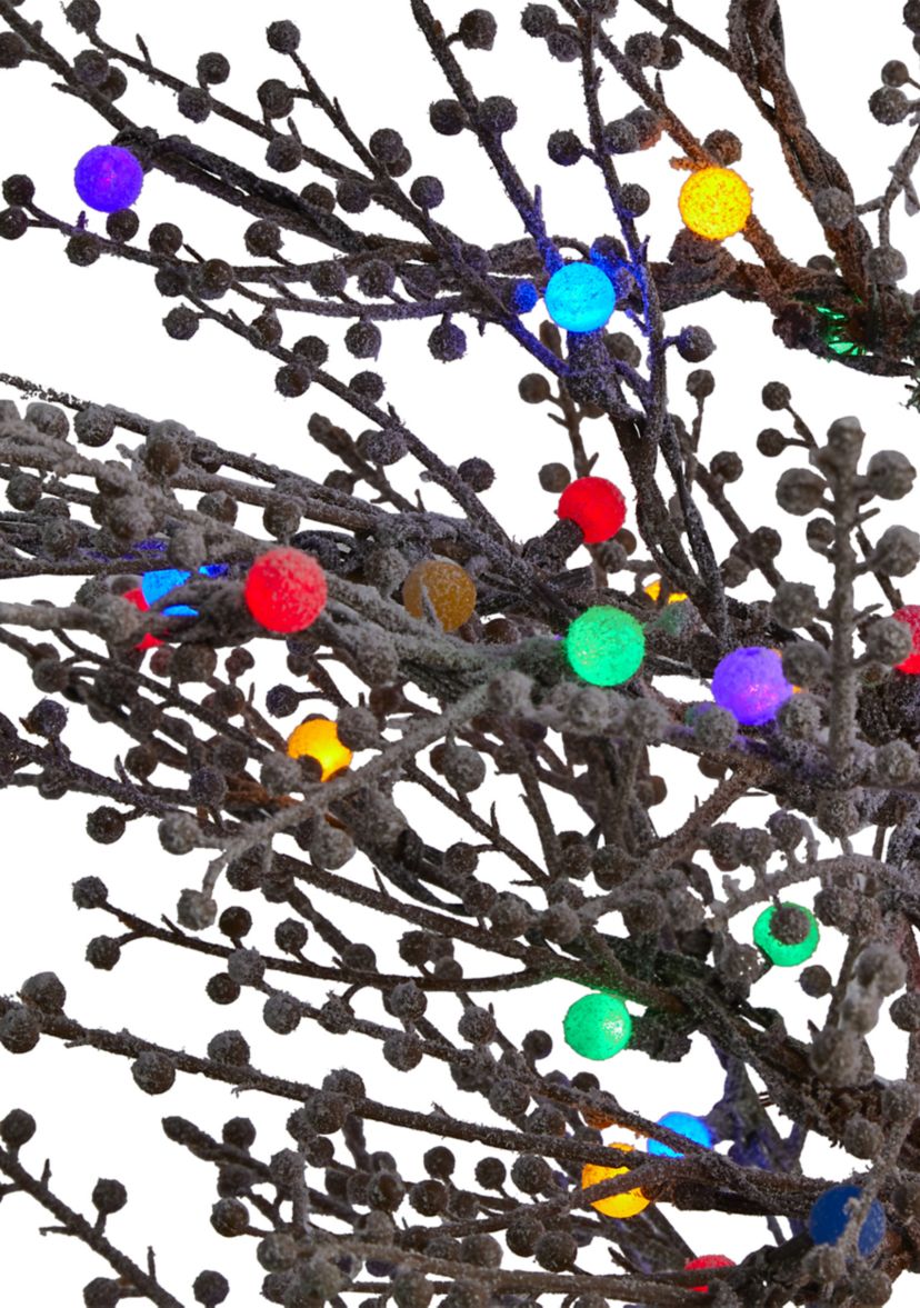 5 Foot Frosted Berry Twig Christmas Tree with Multicolored Gum Ball LED Lights