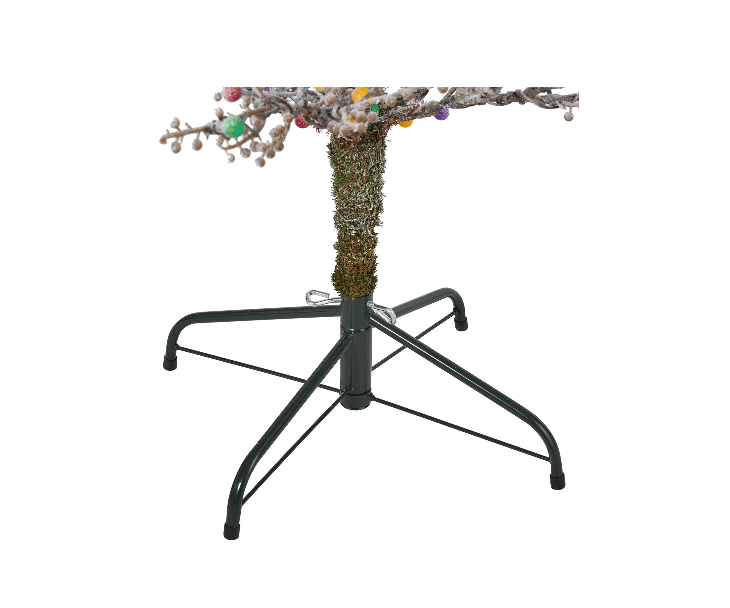 5 Foot Frosted Berry Twig Christmas Tree with Multicolored Gum Ball LED Lights