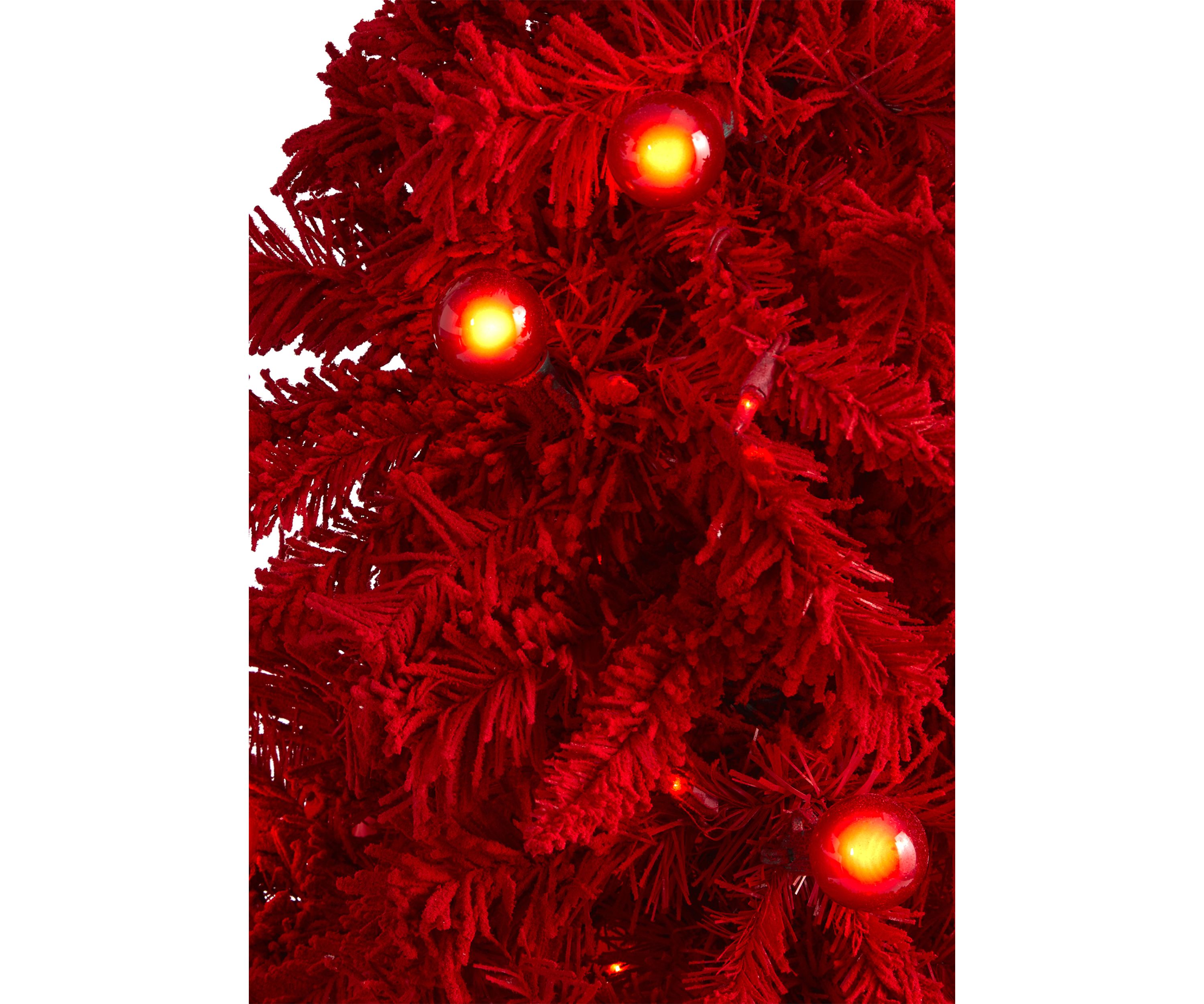 5 Foot Flocked Fraser Fir Christmas Tree with Globe Bulbs and Bendable Branches