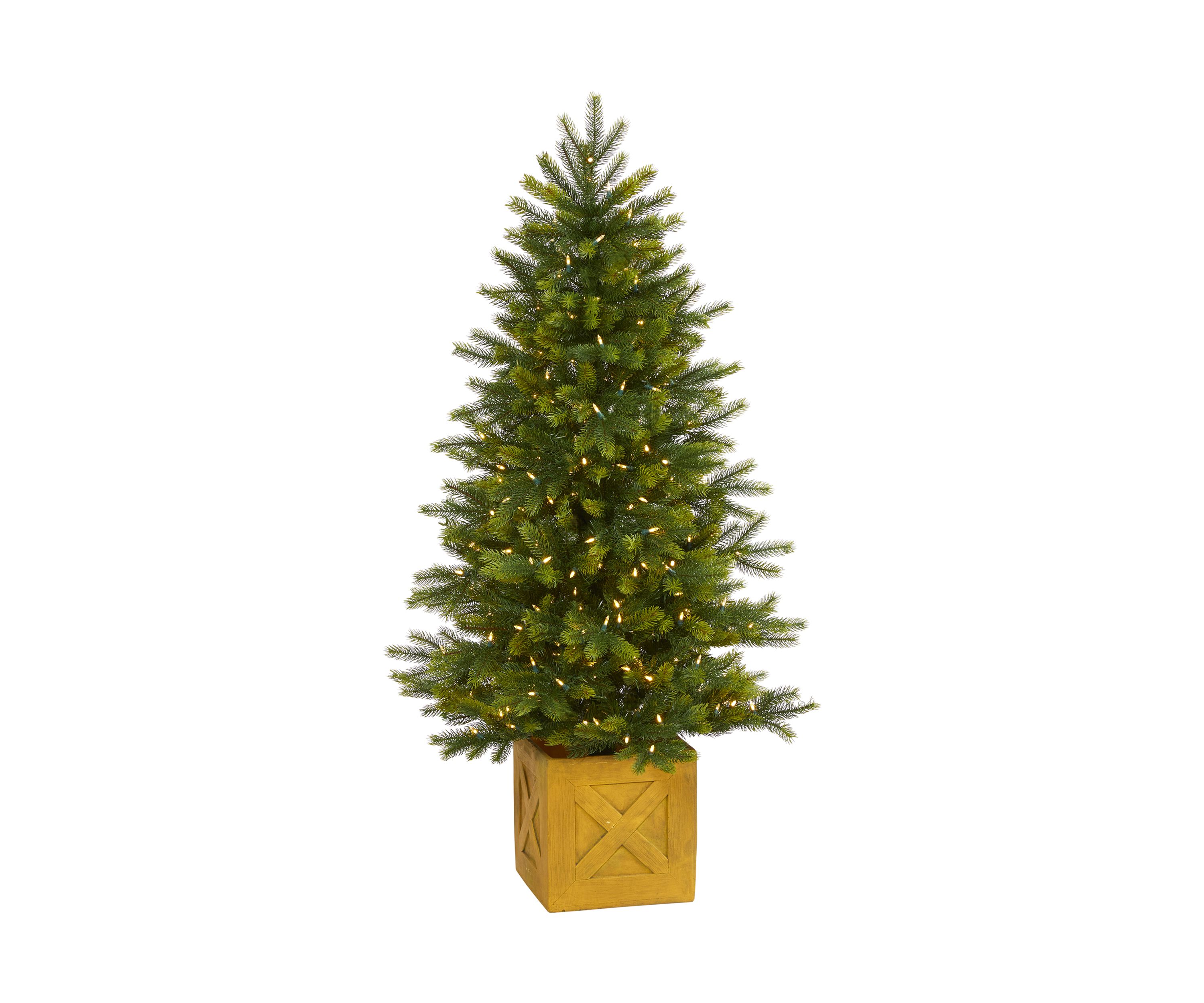 5 Foot Manchester Fir Artificial Christmas Tree in Decorative Planter with 250 Clear Warm (Multifunction) LED Lights and 366 Bendable Branches